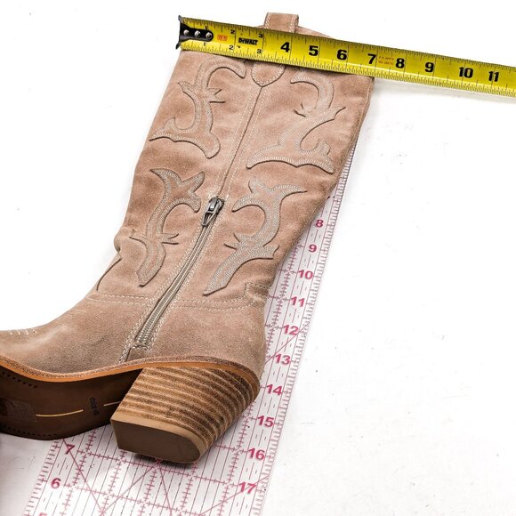 Dolce Vita Women Samsin Western Cowgirl Light Beige Suede Tall Boots Size 5 - Picture 5 of 10